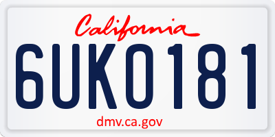 CA license plate 6UKO181