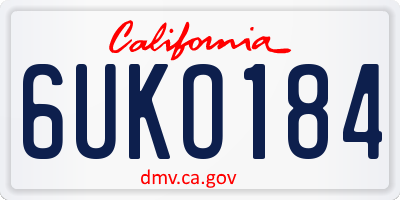 CA license plate 6UKO184