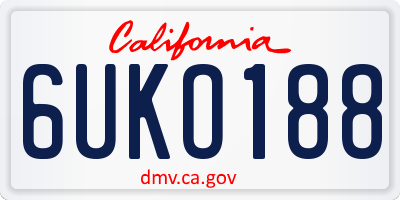 CA license plate 6UKO188
