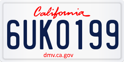 CA license plate 6UKO199