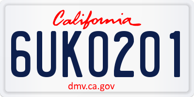 CA license plate 6UKO201