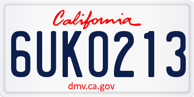 CA license plate 6UKO213