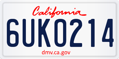 CA license plate 6UKO214