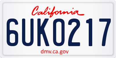 CA license plate 6UKO217