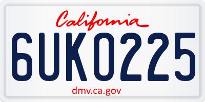 CA license plate 6UKO225