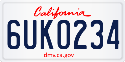 CA license plate 6UKO234