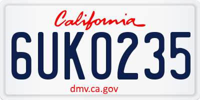 CA license plate 6UKO235