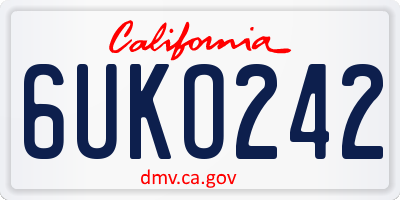 CA license plate 6UKO242