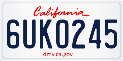 CA license plate 6UKO245
