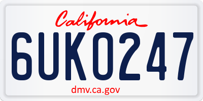 CA license plate 6UKO247