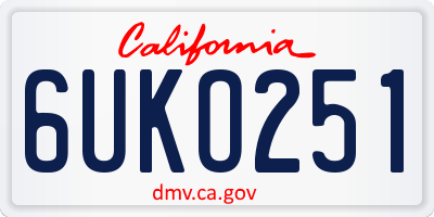 CA license plate 6UKO251