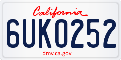 CA license plate 6UKO252
