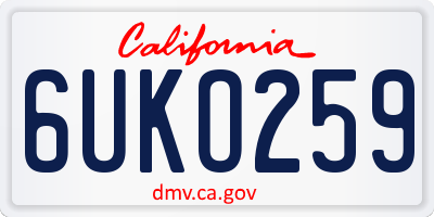 CA license plate 6UKO259
