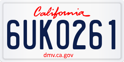 CA license plate 6UKO261