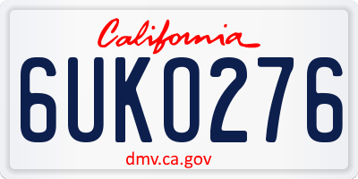 CA license plate 6UKO276