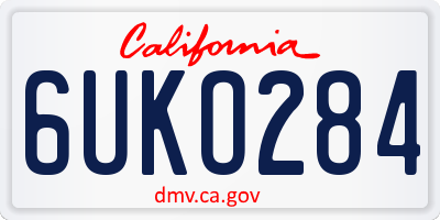 CA license plate 6UKO284