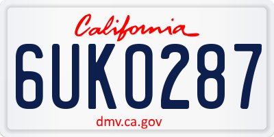 CA license plate 6UKO287