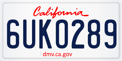 CA license plate 6UKO289