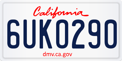 CA license plate 6UKO290