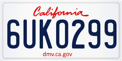 CA license plate 6UKO299