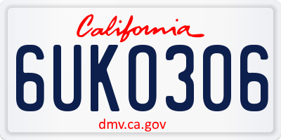 CA license plate 6UKO306