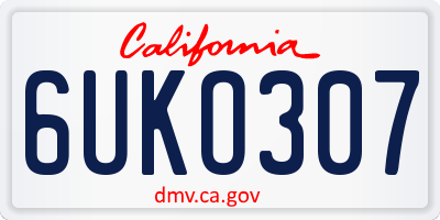 CA license plate 6UKO307