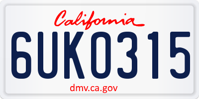 CA license plate 6UKO315