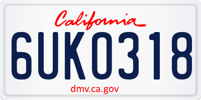 CA license plate 6UKO318