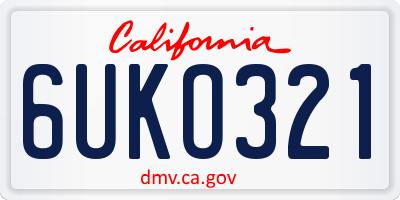 CA license plate 6UKO321