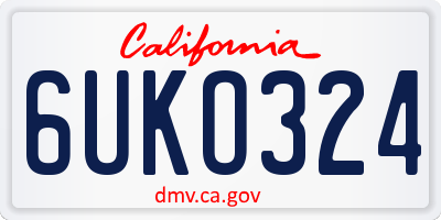 CA license plate 6UKO324