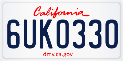 CA license plate 6UKO330