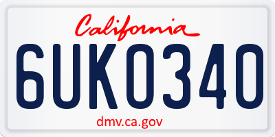 CA license plate 6UKO340