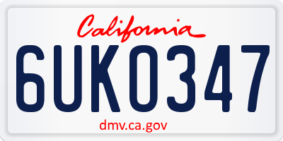 CA license plate 6UKO347