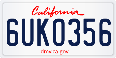 CA license plate 6UKO356