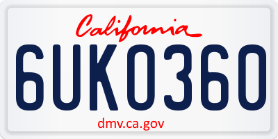 CA license plate 6UKO360