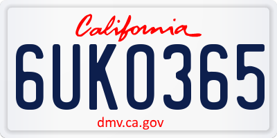 CA license plate 6UKO365