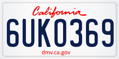 CA license plate 6UKO369