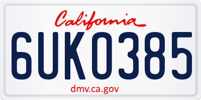 CA license plate 6UKO385