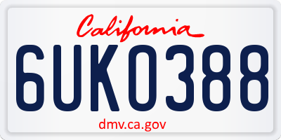 CA license plate 6UKO388