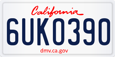 CA license plate 6UKO390