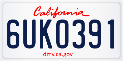 CA license plate 6UKO391