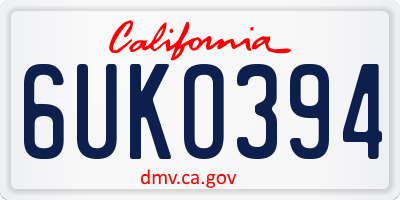 CA license plate 6UKO394