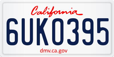 CA license plate 6UKO395