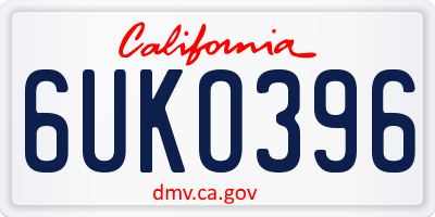 CA license plate 6UKO396