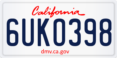 CA license plate 6UKO398