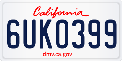 CA license plate 6UKO399