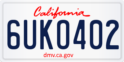 CA license plate 6UKO402