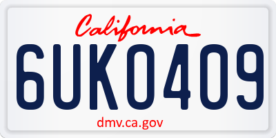 CA license plate 6UKO409