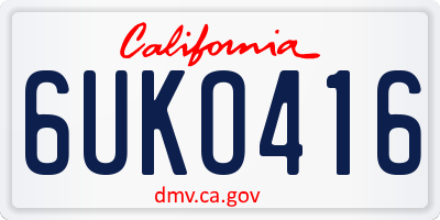 CA license plate 6UKO416