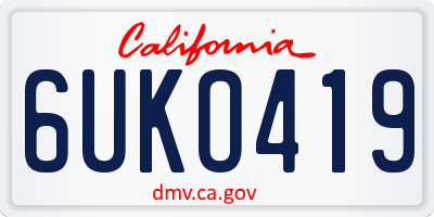 CA license plate 6UKO419